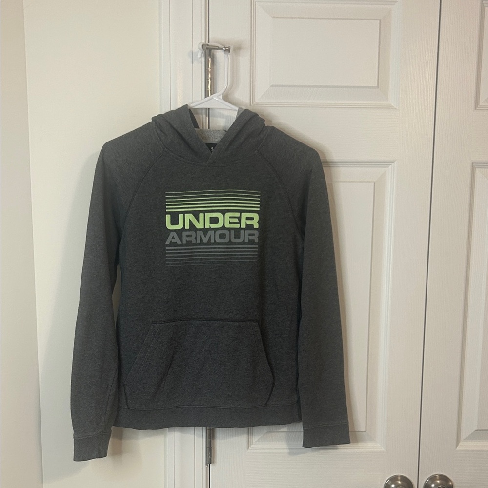 Under Armour Charcoal Hoodie with Neon Green Logo